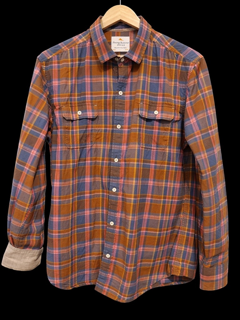 Tommy Bahama Orange, Blue & Pink Plaid Button-Down Shirt
